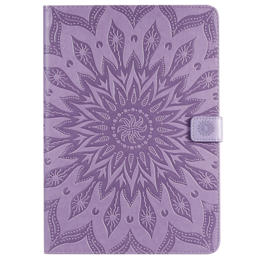 For iPad 10.2 / Pro 10.5 / Air 2019 Pressed Printing Sun Flower Pattern Horizontal Flip Leather Case with Holder & Card Slots & Wallet(Purple) - iPad Air (2019) Cases by buy2fix | Online Shopping UK | buy2fix
