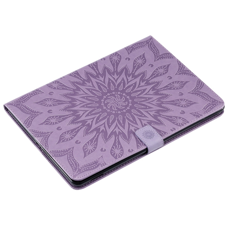 For iPad 10.2 / Pro 10.5 / Air 2019 Pressed Printing Sun Flower Pattern Horizontal Flip Leather Case with Holder & Card Slots & Wallet(Purple) - iPad Air (2019) Cases by buy2fix | Online Shopping UK | buy2fix
