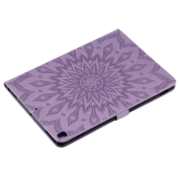 For iPad 10.2 / Pro 10.5 / Air 2019 Pressed Printing Sun Flower Pattern Horizontal Flip Leather Case with Holder & Card Slots & Wallet(Purple) - iPad Air (2019) Cases by buy2fix | Online Shopping UK | buy2fix