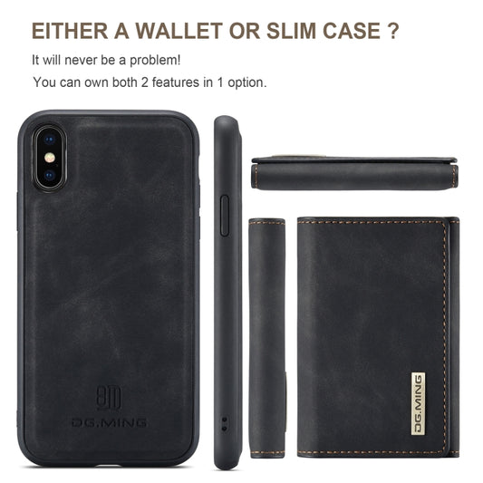 DG.MING M1 Series 3-Fold Multi Card Wallet Back Cover Shockproof Case with Holder Function For iPhone X(Black) by DG.MING