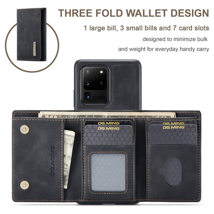 For Samsung Galaxy S20 Ultra DG.MING M1 Series 3-Fold Multi Card Wallet Back Cover Shockproof Case with Holder Function(Black) - Galaxy Phone Cases by DG.MING | Online Shopping UK | buy2fix