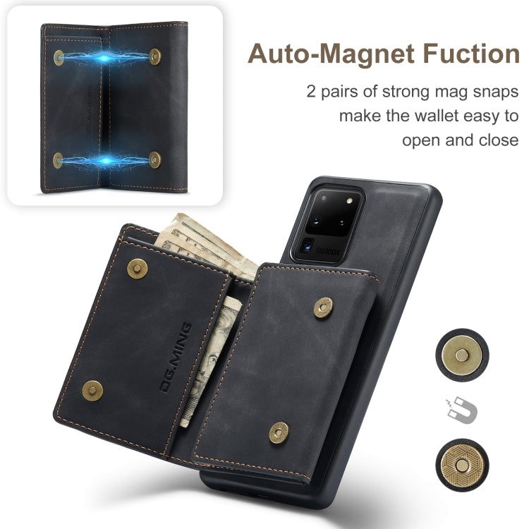 For Samsung Galaxy S20 Ultra DG.MING M1 Series 3-Fold Multi Card Wallet Back Cover Shockproof Case with Holder Function(Black) - Galaxy Phone Cases by DG.MING | Online Shopping UK | buy2fix
