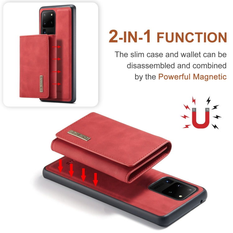 For Samsung Galaxy S20 Ultra DG.MING M1 Series 3-Fold Multi Card Wallet Back Cover Shockproof Case with Holder Function(Red) - Galaxy Phone Cases by DG.MING | Online Shopping UK | buy2fix