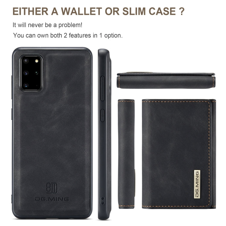 For Samsung Galaxy S20+ DG.MING M1 Series 3-Fold Multi Card Wallet Back Cover Shockproof Case with Holder Function(Black) - Galaxy Phone Cases by DG.MING | Online Shopping UK | buy2fix