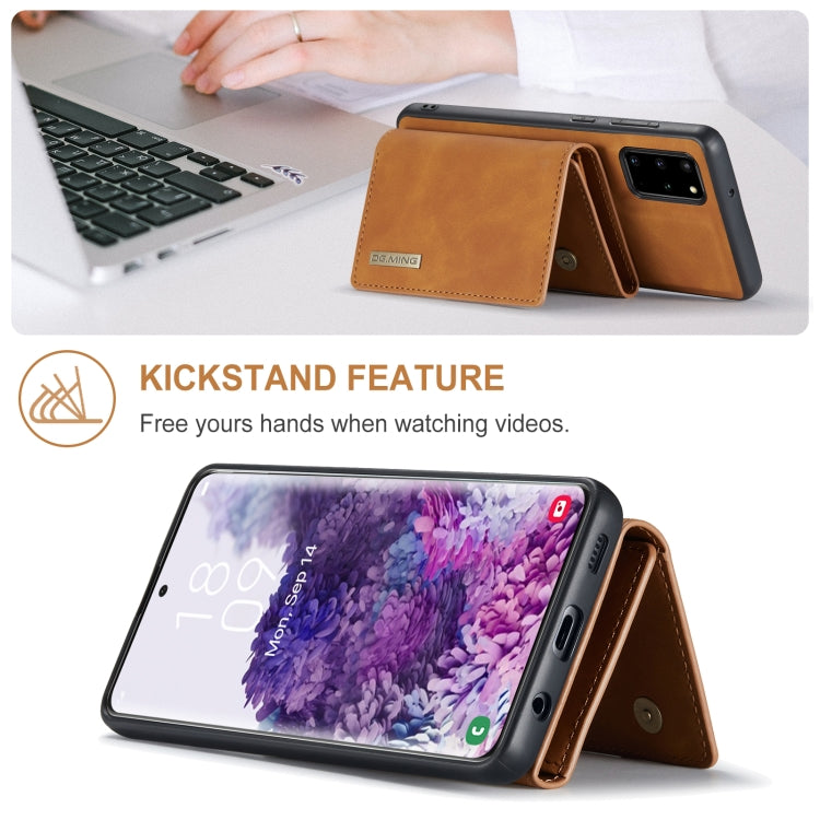 For Samsung Galaxy S20+ DG.MING M1 Series 3-Fold Multi Card Wallet Back Cover Shockproof Case with Holder Function(Brown) - Galaxy Phone Cases by DG.MING | Online Shopping UK | buy2fix
