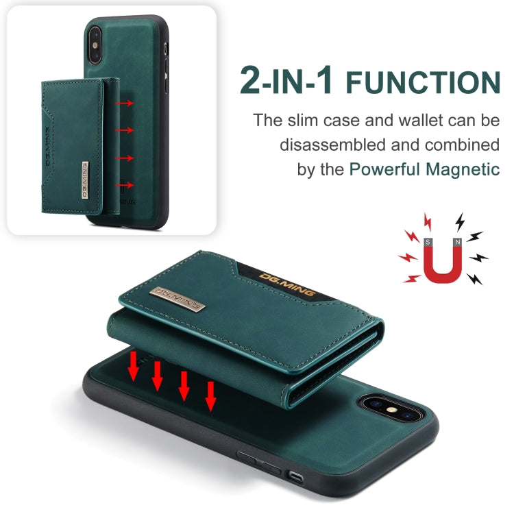 DG.MING M2 Series 3-Fold Multi Card Bag Back Cover Shockproof Case with Wallet & Holder Function For iPhone XS(Green) - by DG.MING | Online Shopping UK | buy2fix
