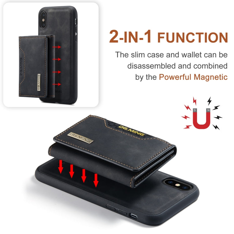 DG.MING M2 Series 3-Fold Multi Card Bag Back Cover Shockproof Case with Wallet & Holder Function For iPhone XS Max(Black) - by DG.MING | Online Shopping UK | buy2fix