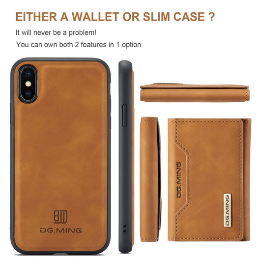 DG.MING M2 Series 3-Fold Multi Card Bag Back Cover Shockproof Case with Wallet & Holder Function For iPhone XS Max(Brown) by DG.MING
