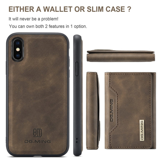 DG.MING M2 Series 3-Fold Multi Card Bag Back Cover Shockproof Case with Wallet & Holder Function For iPhone XS Max(Coffee) by DG.MING