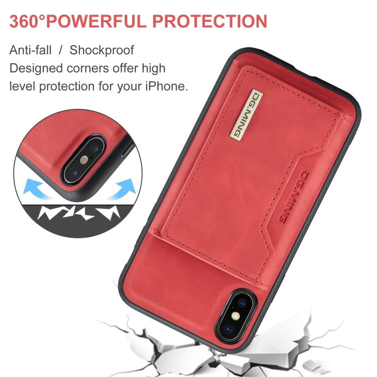 DG.MING M2 Series 3-Fold Multi Card Bag Back Cover Shockproof Case with Wallet & Holder Function For iPhone XS Max(Red) - by DG.MING | Online Shopping UK | buy2fix