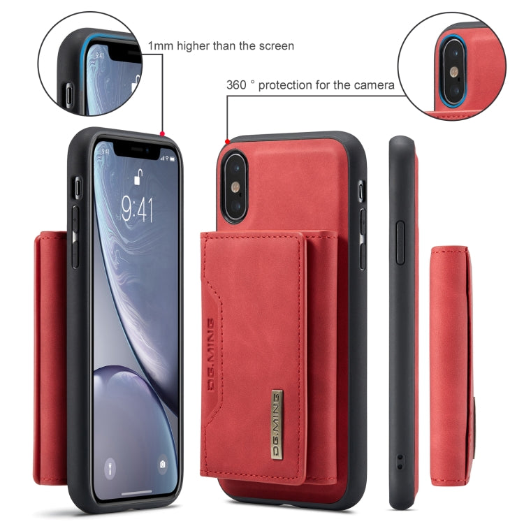 DG.MING M2 Series 3-Fold Multi Card Bag Back Cover Shockproof Case with Wallet & Holder Function For iPhone XS Max(Red) - by DG.MING | Online Shopping UK | buy2fix