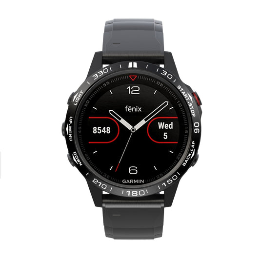For Garmin Fenix 5 Smart Watch Steel Bezel Ring, B Version(Black Ring White Letter) by buy2fix