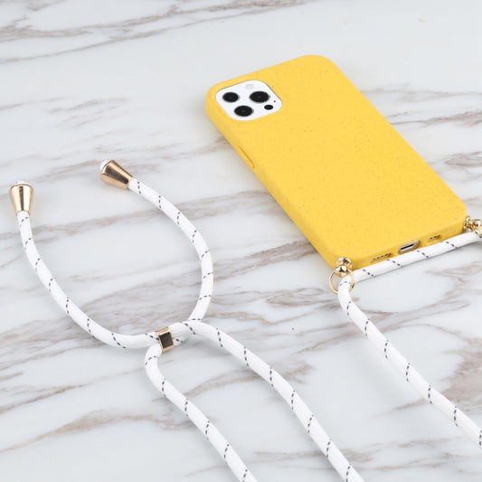For iPhone 13 Pro Wheat Straw Material + TPU Shockproof Case with Neck Lanyard (Yellow) by buy2fix