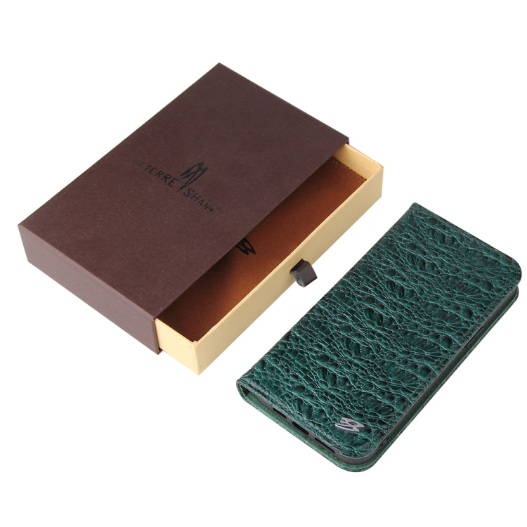 For iPhone 13 Pro Fierre Shann Crocodile Texture Magnetic Horizontal Flip Genuine Leather Case with Holder & Card Slot (Green) - iPhone 13 Pro Cases by FIERRE SHANN | Online Shopping UK | buy2fix