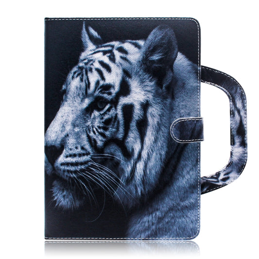 For iPad 10.2 / 10.5 / Air 2019 3D Colored Drawing Horizontal Flip Leather Case with Holder & Card Slot & Wallet & Handle(White Tiger) - iPad Air (2019) Cases by buy2fix | Online Shopping UK | buy2fix