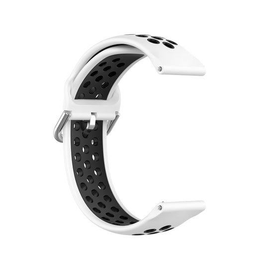 For Samsung Galaxy Watch4 44mm Two-color Silicone Watch Band(White Black) by buy2fix