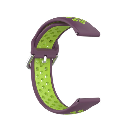 For Samsung Galaxy Watch4 Classic 46mm Two-color Silicone Watch Band(Purple Lime Green) by buy2fix