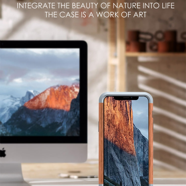 For iPhone 13 Pro Max R-JUST Shockproof Iron + Wood Bumper Protective Case by R-JUST