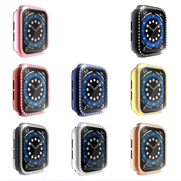 Electroplating PC Single Row Diamond Protective Case with Tempered Glass Film For Apple Watch Series 6 / 5 / 4 / Watch SE 40mm(Rose Pink) by buy2fix