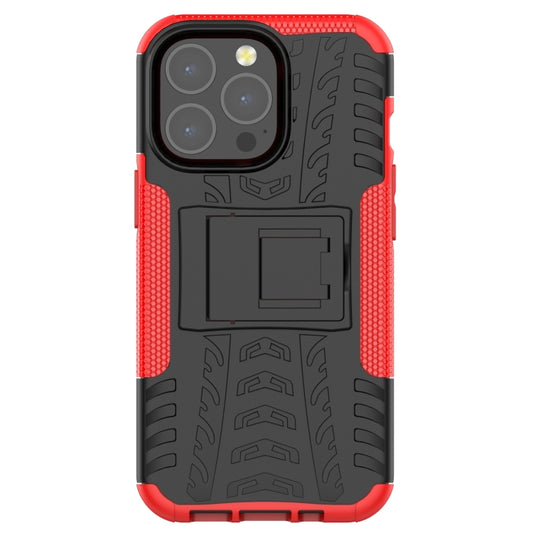 For iPhone 13 mini Tire Texture Shockproof TPU+PC Protective Case with Holder (Red) by buy2fix