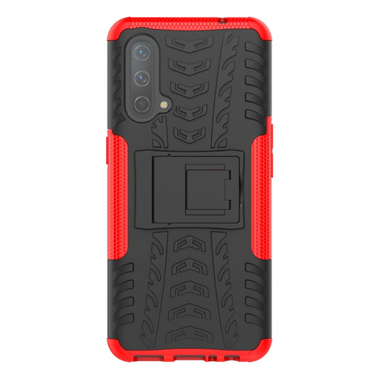 For OnePlus Nord CE 5G Tire Texture Shockproof TPU+PC Protective Case with Holder(Red) by buy2fix