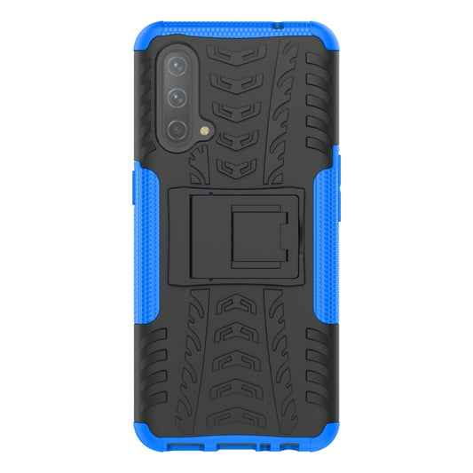 For OnePlus Nord CE 5G Tire Texture Shockproof TPU+PC Protective Case with Holder(Blue) by buy2fix