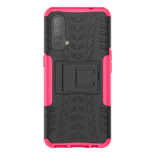 For OnePlus Nord CE 5G Tire Texture Shockproof TPU+PC Protective Case with Holder(Pink) by buy2fix
