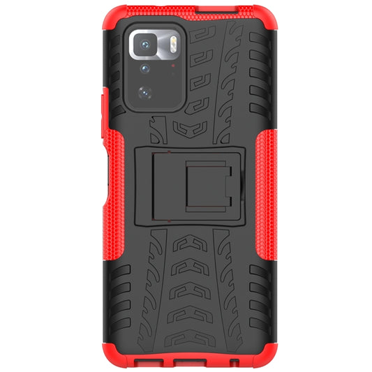 For Xiaomi Poco X3 GT Tire Texture Shockproof TPU+PC Protective Case with Holder(Red) by buy2fix