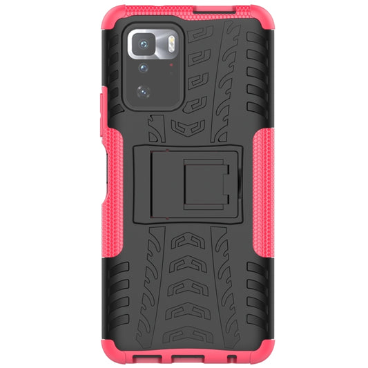 For Xiaomi Poco X3 GT Tire Texture Shockproof TPU+PC Protective Case with Holder(Pink) by buy2fix