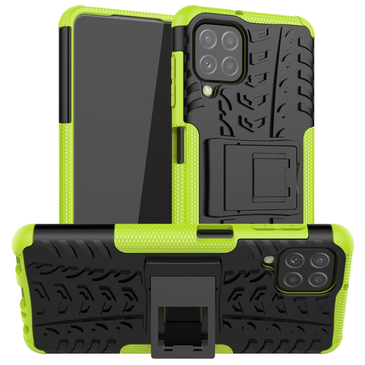 For Samsung Galaxy A22 4G Tire Texture Shockproof TPU+PC Protective Case with Holder(Green) - Galaxy Phone Cases by buy2fix | Online Shopping UK | buy2fix