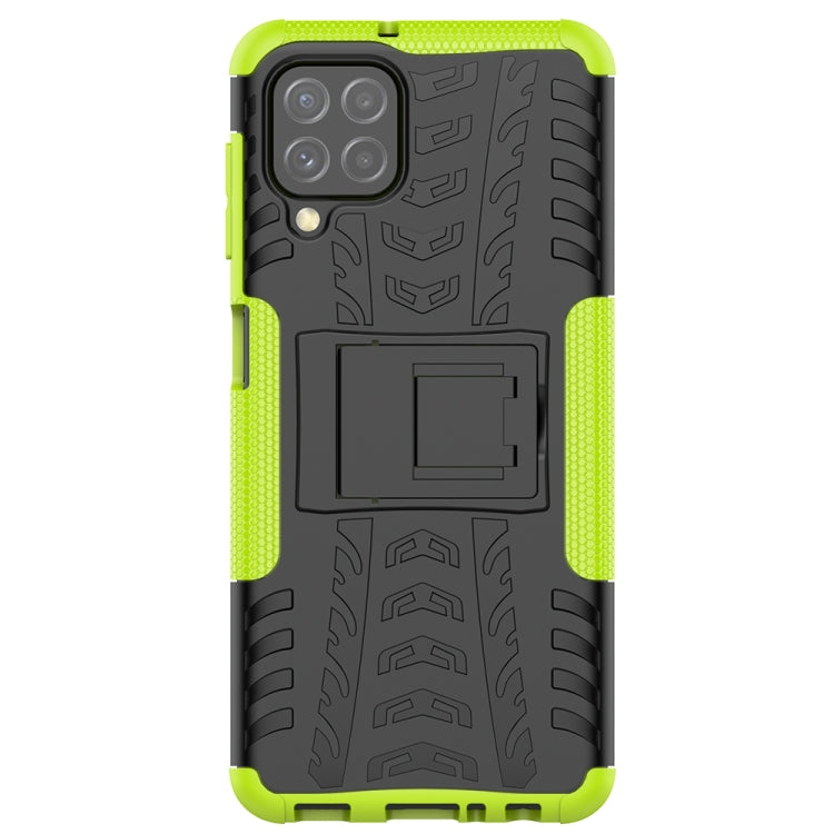 For Samsung Galaxy A22 4G Tire Texture Shockproof TPU+PC Protective Case with Holder(Green) - Galaxy Phone Cases by buy2fix | Online Shopping UK | buy2fix