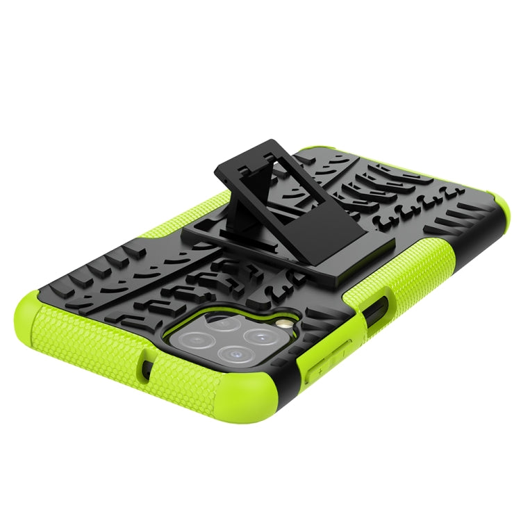 For Samsung Galaxy A22 4G Tire Texture Shockproof TPU+PC Protective Case with Holder(Green) - Galaxy Phone Cases by buy2fix | Online Shopping UK | buy2fix