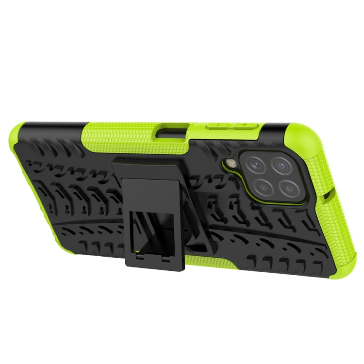 For Samsung Galaxy A22 4G Tire Texture Shockproof TPU+PC Protective Case with Holder(Green) - Galaxy Phone Cases by buy2fix | Online Shopping UK | buy2fix