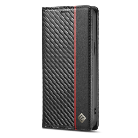 For iPhone 12 Pro Max LC.IMEEKE Carbon Fiber PU + TPU Horizontal Flip Leather Case with Holder & Card Slot & Wallet(Vertical Black) by LC.IMEEKE
