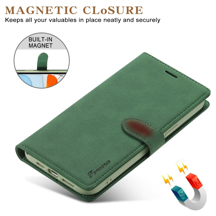 For iPhone 13 Forwenw F1 Series Matte Strong Magnetism Horizontal Flip Leather Case with Holder & Card Slots & Wallet & Photo Frame(Green) - iPhone 13 Cases by Forwenw | Online Shopping UK | buy2fix