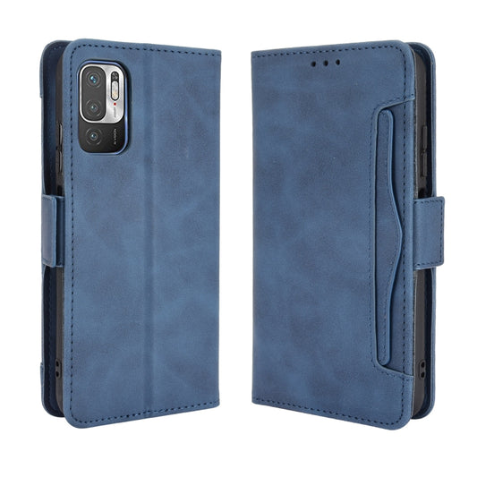 For Xiaomi Redmi Note 10 5G Skin Feel Calf Pattern Horizontal Flip Leather Case with Holder & Card Slots & Photo Frame(Blue) by buy2fix