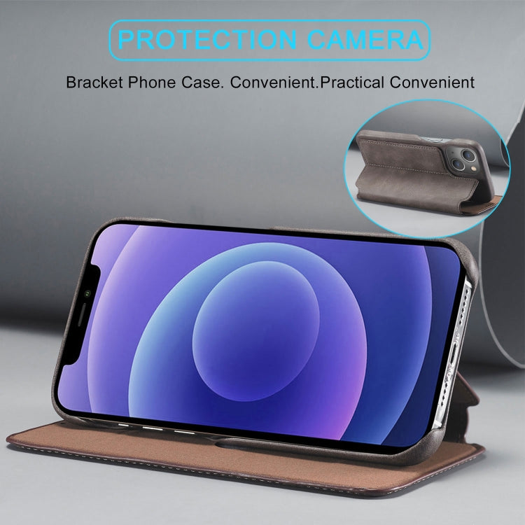 For iPhone 13 LC.IMEEKE Hon Ancient Series Horizontal Flip Leather Case with Holder & Card Slot(Coffee) by LC.IMEEKE