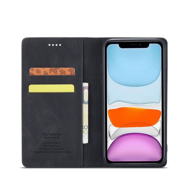 For iPhone 12 mini Forwenw F2 Series Magnetic Horizontal Flip Leather Case with Holder & Card Slots & Wallet (Black) - iPhone 12 mini Cases by Forwenw | Online Shopping UK | buy2fix