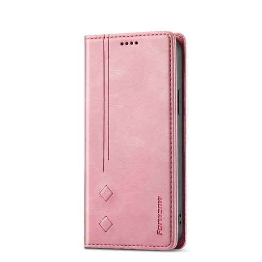 For iPhone 12 / 12 Pro Forwenw F2 Series Magnetic Horizontal Flip Leather Case with Holder & Card Slots & Wallet(Rose Gold) by Forwenw