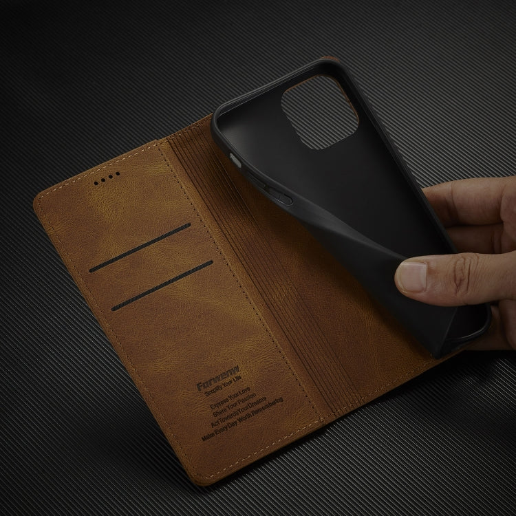 For iPhone 12 / 12 Pro Forwenw F2 Series Magnetic Horizontal Flip Leather Case with Holder & Card Slots & Wallet(Rose Gold) by Forwenw