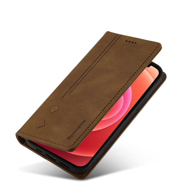 For iPhone 12 Pro Max Forwenw F2 Series Magnetic Horizontal Flip Leather Case with Holder & Card Slots & Wallet(Brown) - iPhone 12 Pro Max Cases by Forwenw | Online Shopping UK | buy2fix