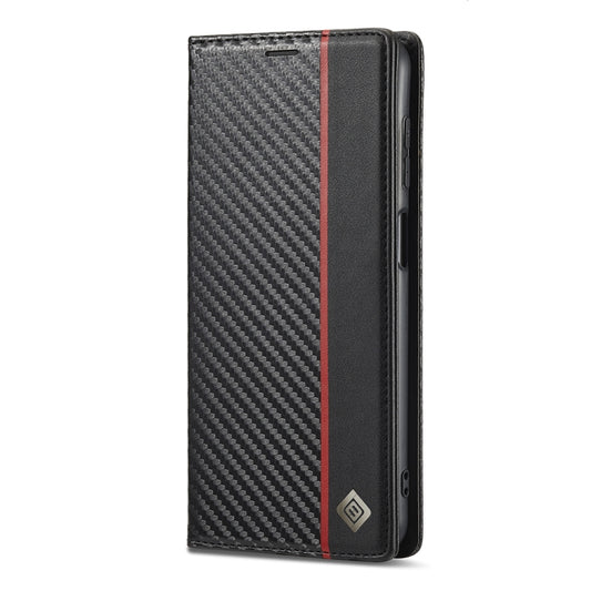 LC.IMEEKE Carbon Fiber PU + TPU Horizontal Flip Leather Case with Holder & Card Slot & Wallet For Samsung Galaxy A22 4G(Vertical Black) by LC.IMEEKE