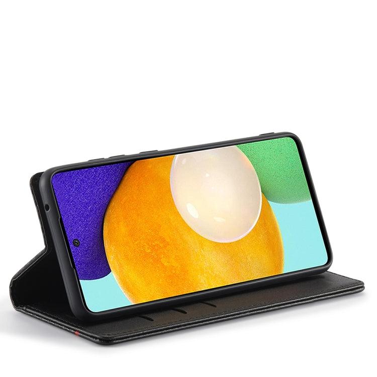 LC.IMEEKE Carbon Fiber PU + TPU Horizontal Flip Leather Case with Holder & Card Slot & Wallet For Samsung Galaxy A52 5G / 4G(Horizontal Black) by LC.IMEEKE