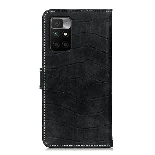 For Xiaomi Redmi 10 / Redmi Note 11 4G Magnetic Crocodile Texture Horizontal Flip Leather Case with Holder & Card Slots & Wallet(Black) by buy2fix