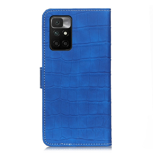 For Xiaomi Redmi 10 / Redmi Note 11 4G Magnetic Crocodile Texture Horizontal Flip Leather Case with Holder & Card Slots & Wallet(Blue) by buy2fix