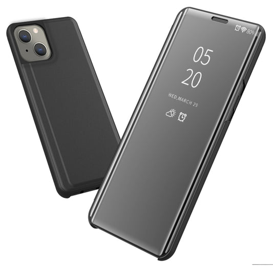 For iPhone 13 mini Plated Mirror Horizontal Flip Leather Case with Holder (Blue) by buy2fix