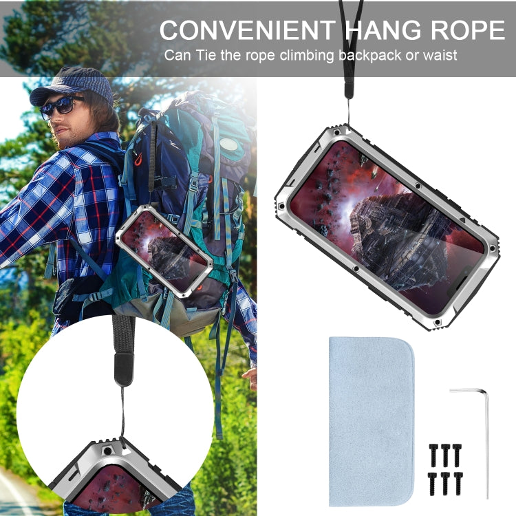 For iPhone 13 R-JUST Shockproof Waterproof Dust-proof Metal + Silicone Protective Case with Holder(Silver) by R-JUST