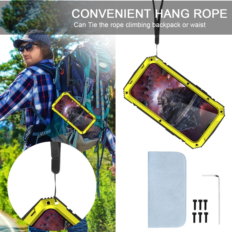 For iPhone 13 Pro R-JUST Shockproof Waterproof Dust-proof Metal + Silicone Protective Case with Holder (Yellow) by R-JUST