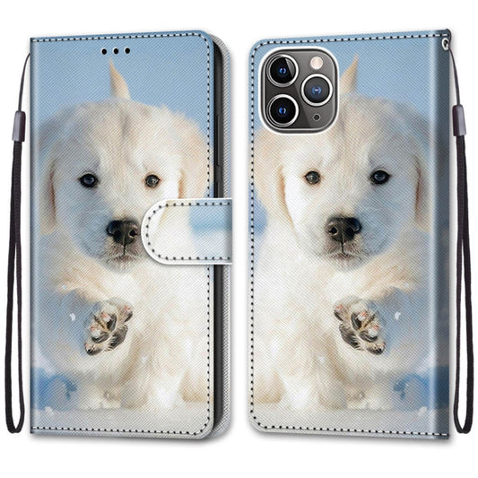 For iPhone 13 Pro Coloured Drawing Cross Texture Horizontal Flip PU Leather Case with Holder & Card Slots & Wallet & Lanyard (Snow Puppy) by buy2fix