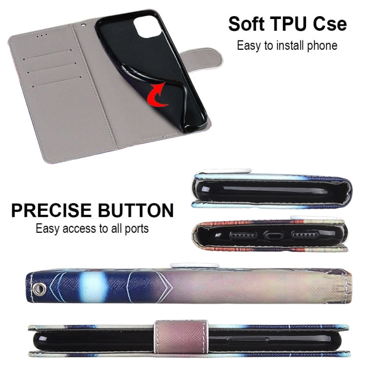 For iPhone 13 mini Coloured Drawing Cross Texture Horizontal Flip PU Leather Case with Holder & Card Slots & Wallet & Lanyard (Leather Shoes Cat) by buy2fix